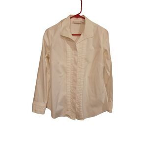Chico's Women's White Button Down Dress Long Sleeve Shirt Size 0
